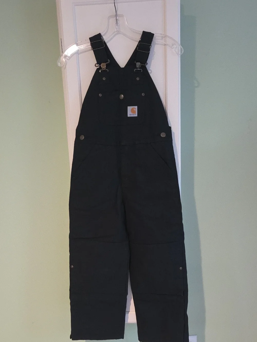Carhartt Kids Black Bib Overalls with Logo Patch